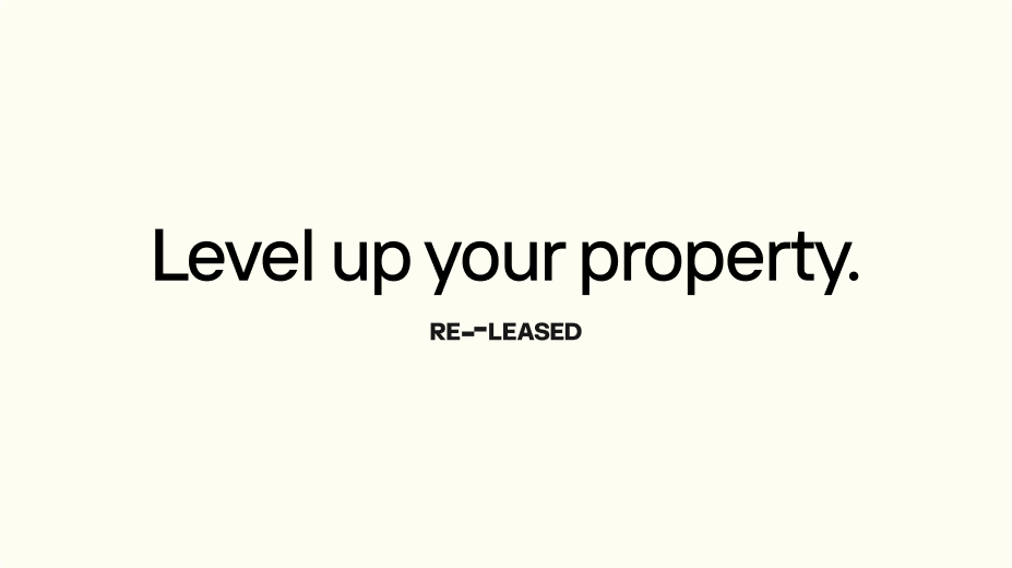 Re-Leased: the level up line, the mark, the property photography, the market report and the product card.