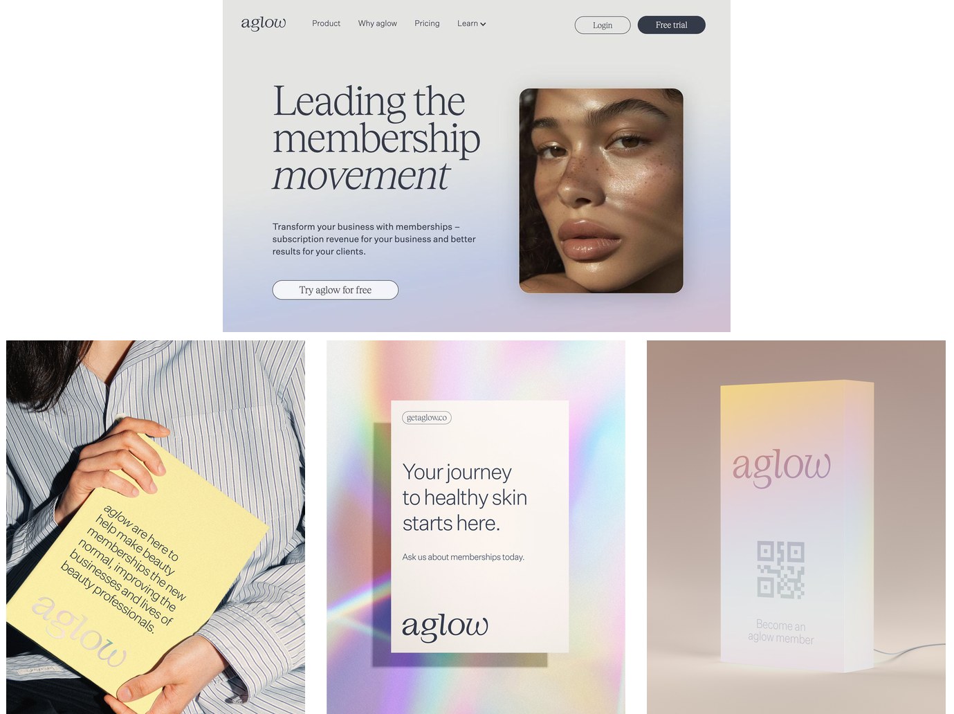 aglow: leading the membership movement, the mission book, the in-salon poster and the member sign-up lightbox.